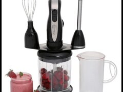 Blender 4 in 1, Hausberg HB-7666NG, 2 viteze, motor cupru, lama din inox, 350W, Negru