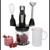 Blender 4 in 1, Hausberg HB-7666NG, 2 viteze, motor cupru, lama din inox, 350W, Negru